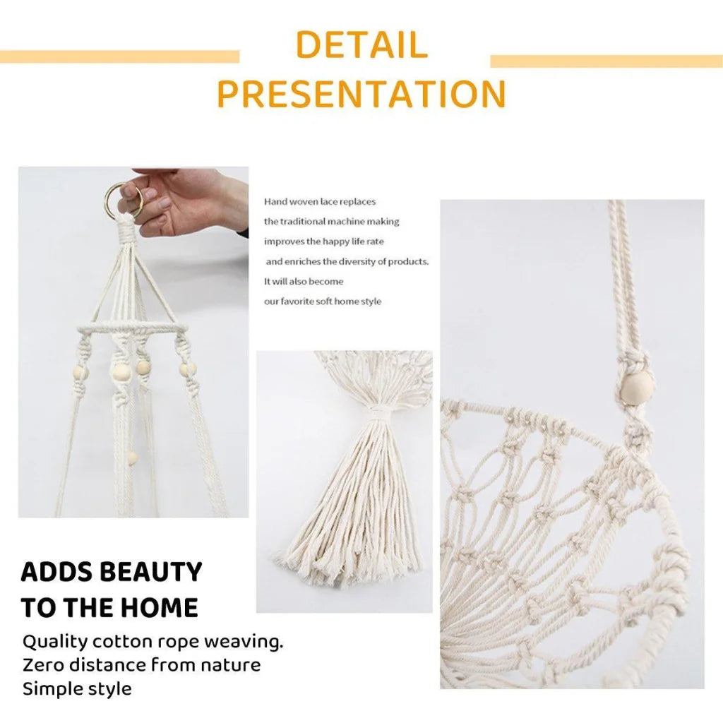 Macrame Cat Hammock Boho Style Kitty Hanging Swing Bed Pet