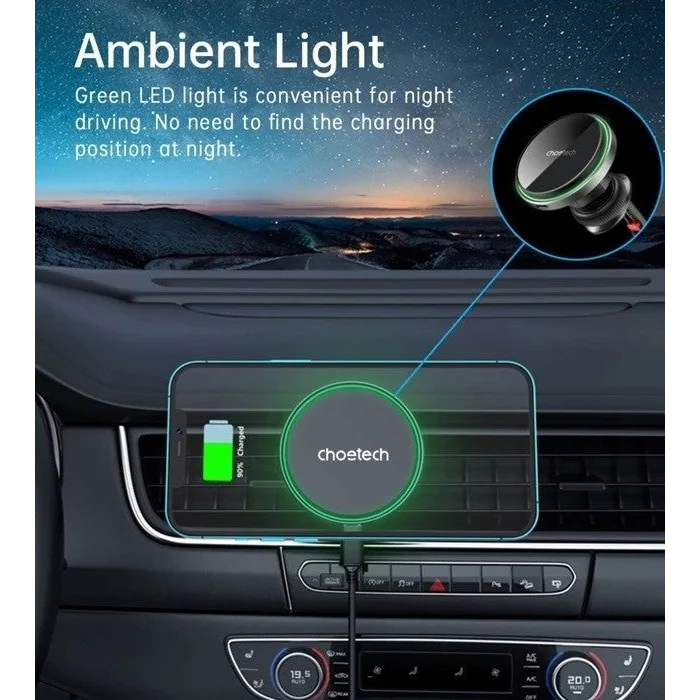 Magnetic Car Charger Holder CHOETECH T205-F 15W with LED