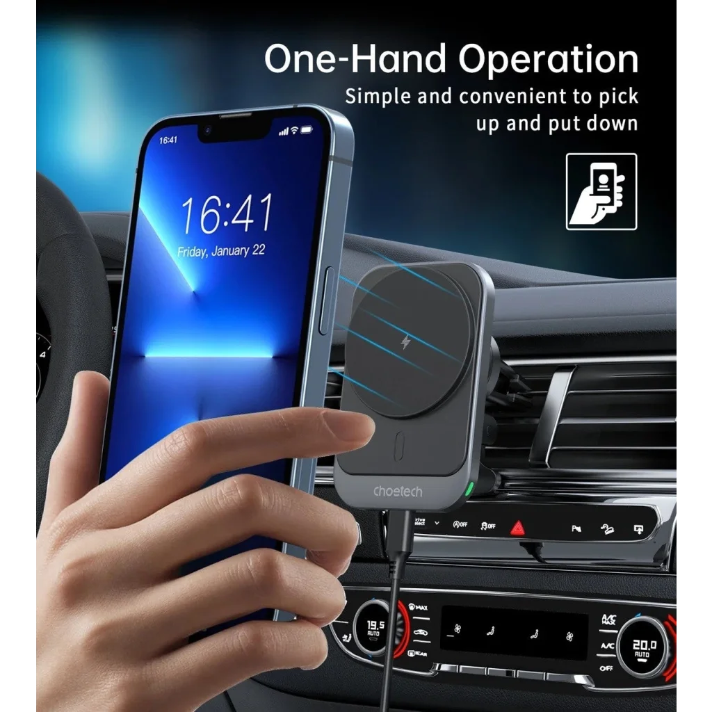 Magnetic Car Charger Holder CHOETECH T206-F 15W - Sports &