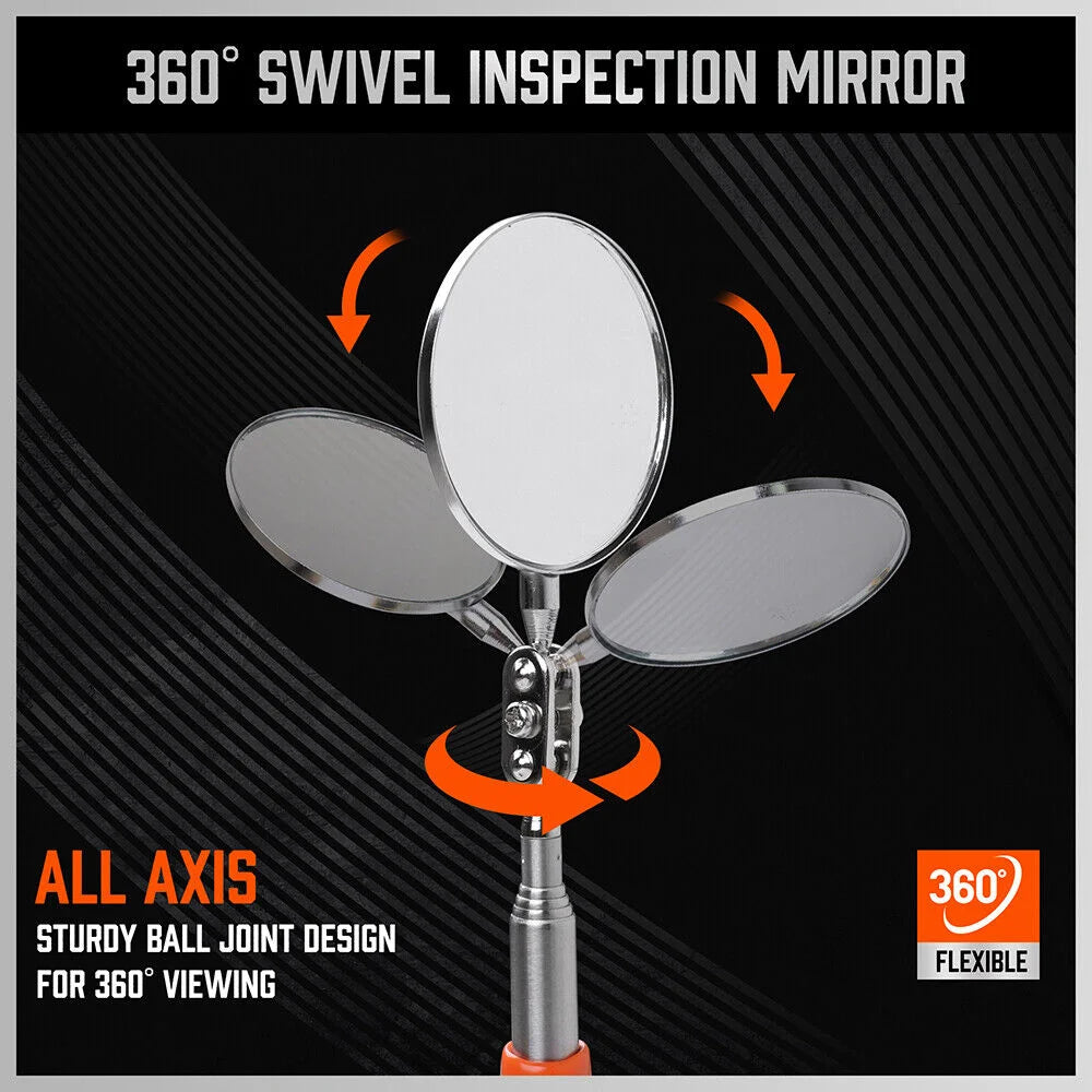 Magnetic Pick Up Tool 3Pc Swivel Inspection Mirror Flexible