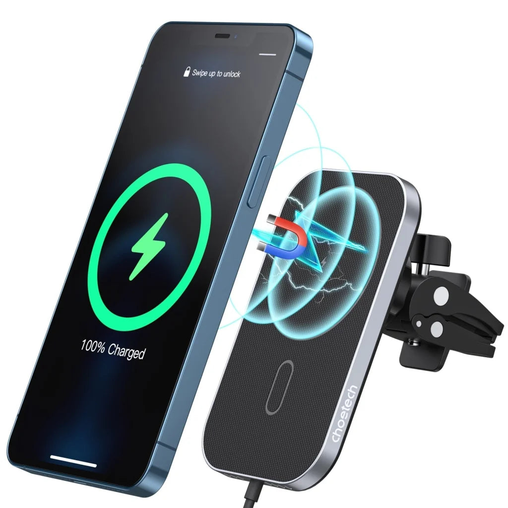 Magnetic Wireless Car Charger Holder 15W with 1.5M Cable