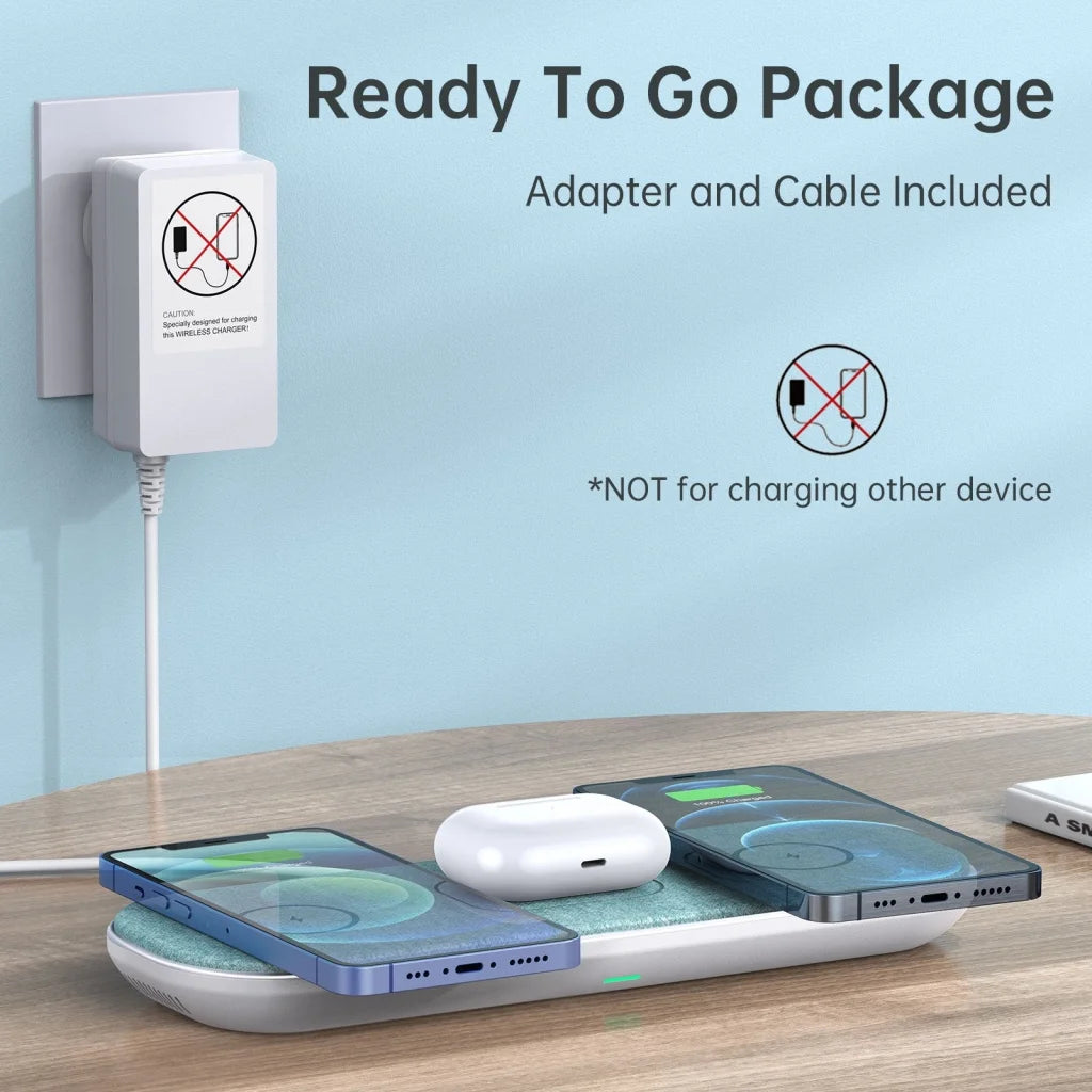 Magnetic Wireless Charging Pad 3-in-1 with AC Adapter