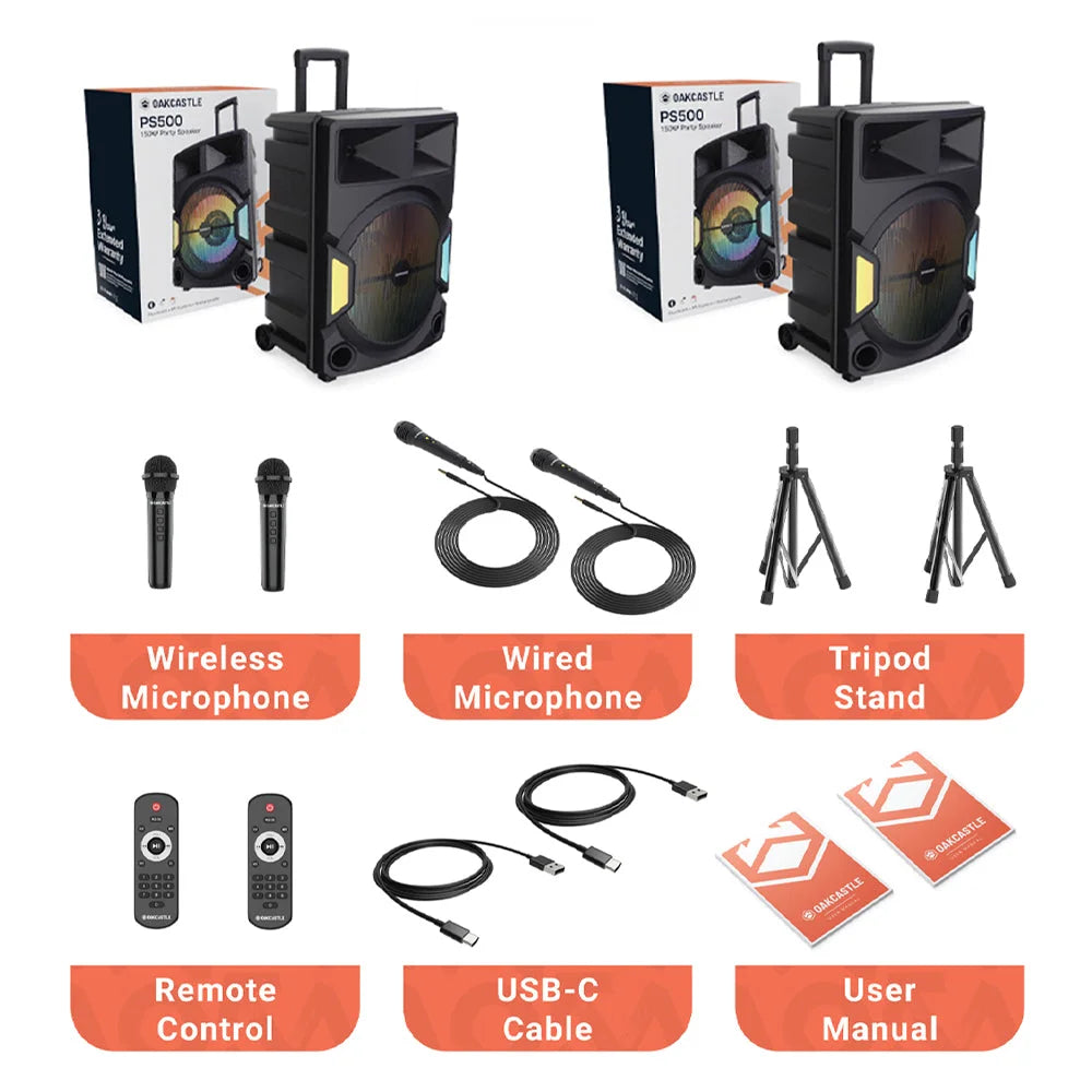 Pa System 150W Bluetooth Karaoke Dj Party Majority Bundled