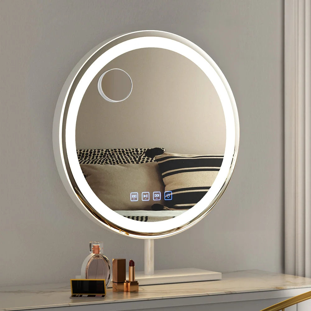 40x40cm makeup vanity table with LED bulb mirror and drawer handles
