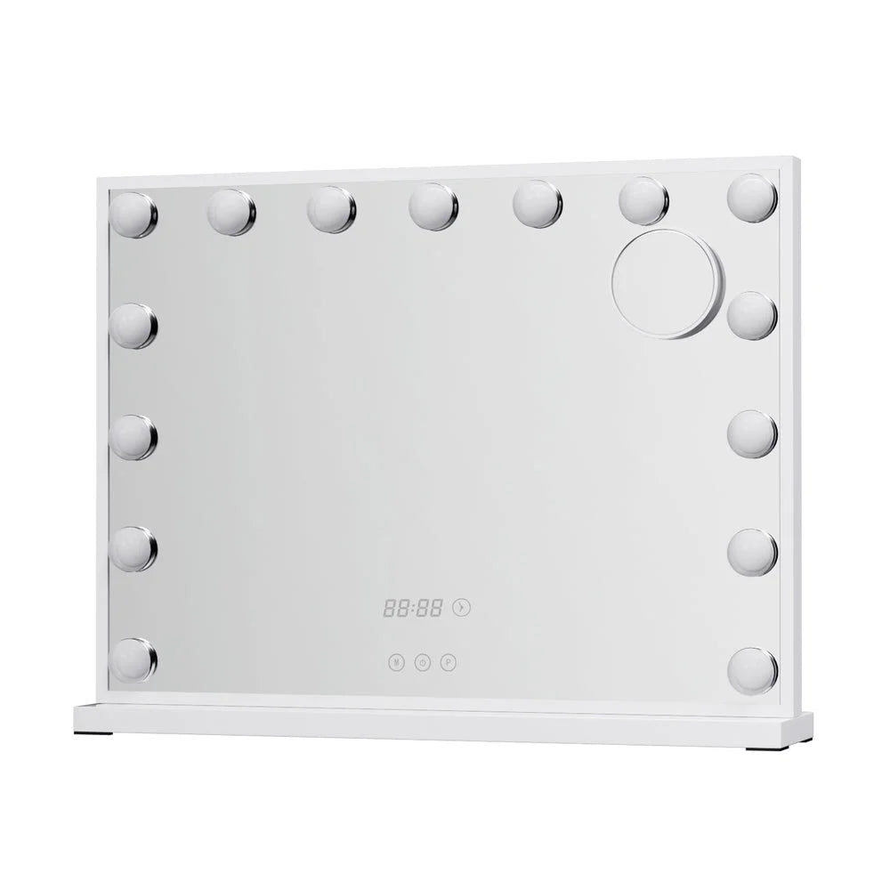Makeup Mirror Hollywood 58x45cm 15 LED with Time Display