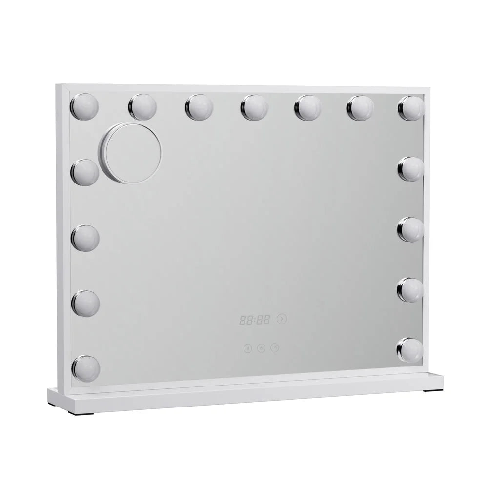 Makeup Mirror Hollywood 58x45cm 15 LED with Time Display
