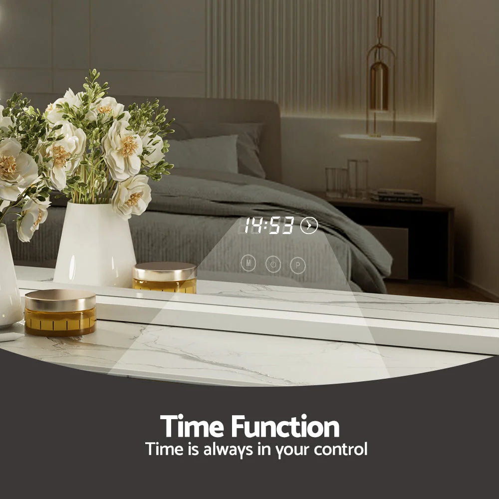 Makeup Mirror Hollywood 80x60cm 17 LED with Time Display