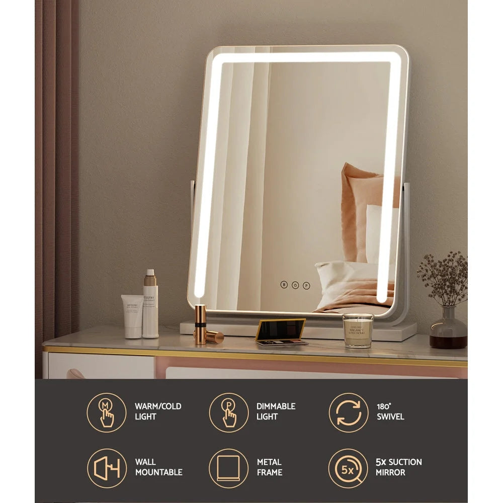 Makeup Mirror Hollywood Vanity LED with Lights - White