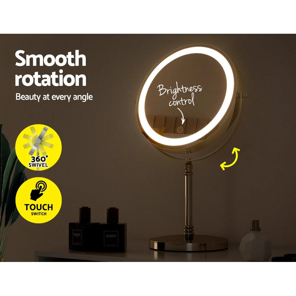Makeup Mirror LED Light Cosmetic Round 360° Rotation 10X