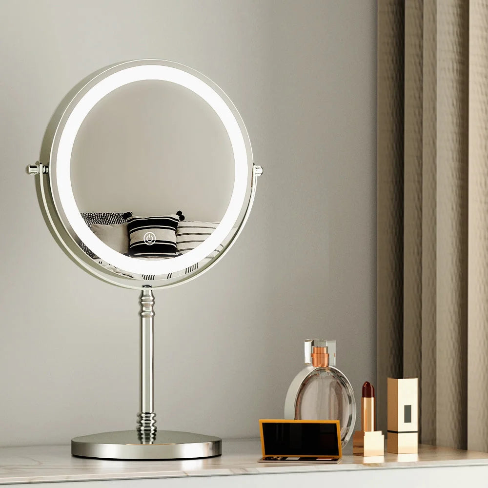 Makeup Mirror LED Light Cosmetic Round 360° Rotation 10X