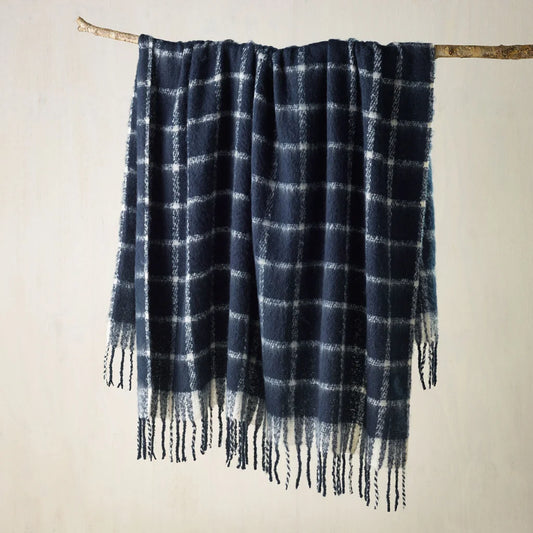 Maldon Faux Mohair Large Throw Rug 150x220cm - Indigo