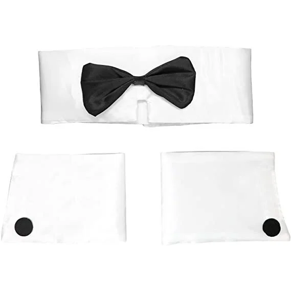 Male Stripper Set Costume Cuffs Collar & Bow Tie Waiter Fun