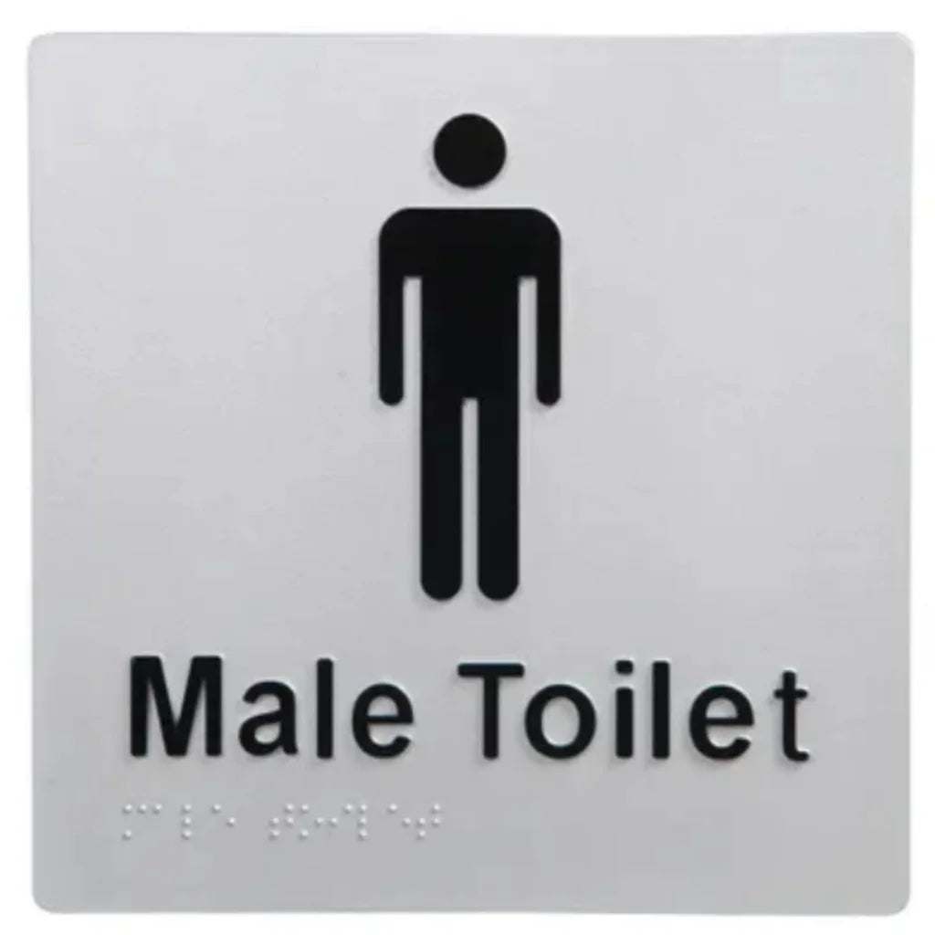 Male Toilet Braille Sign Silver / Black - Furniture >