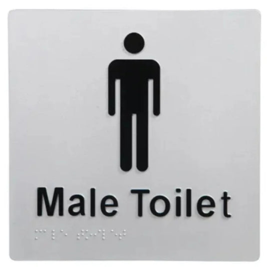 Male Toilet Braille Sign Silver / Black - Furniture >