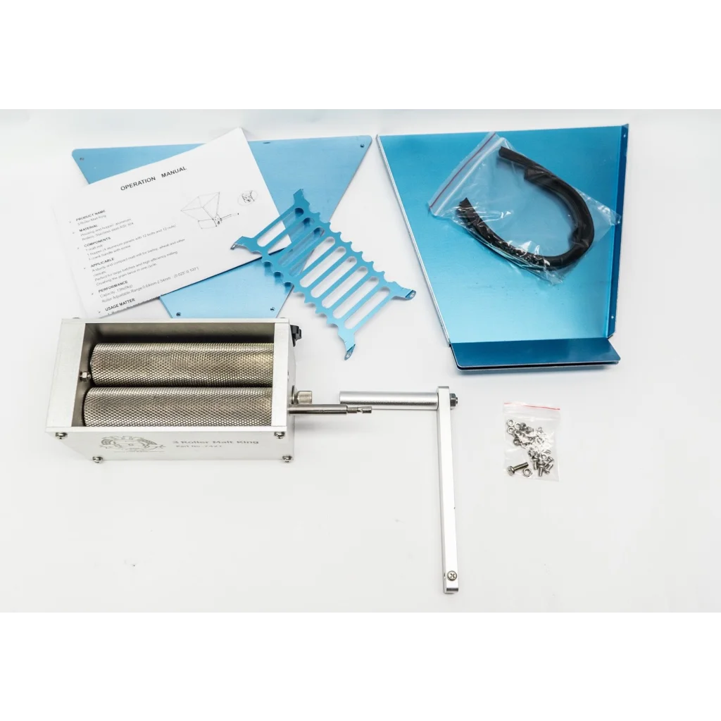 Malt King Geared Grain Mill 3 Roller with Steel Mounting
