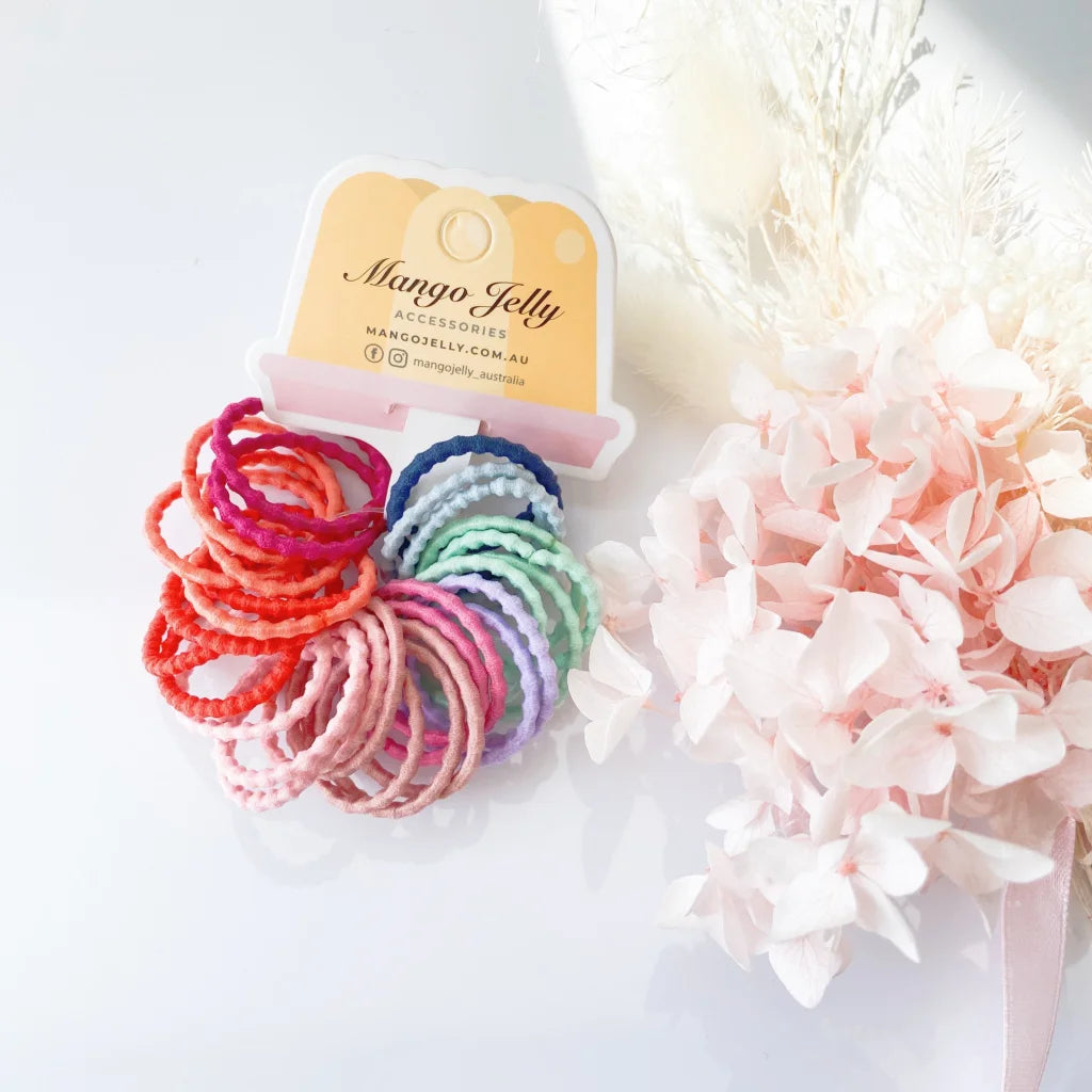 MANGO JELLY Kids Hair Ties (3cm) Bubbly Retro - Three Pack