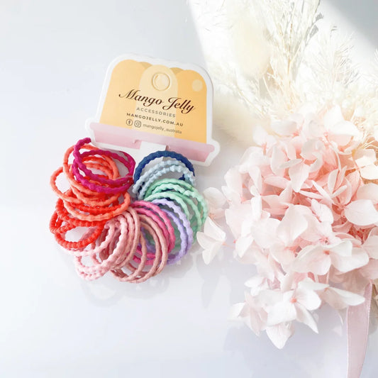 MANGO JELLY Kids Hair Ties (3cm) Bubbly Retro - Three Pack