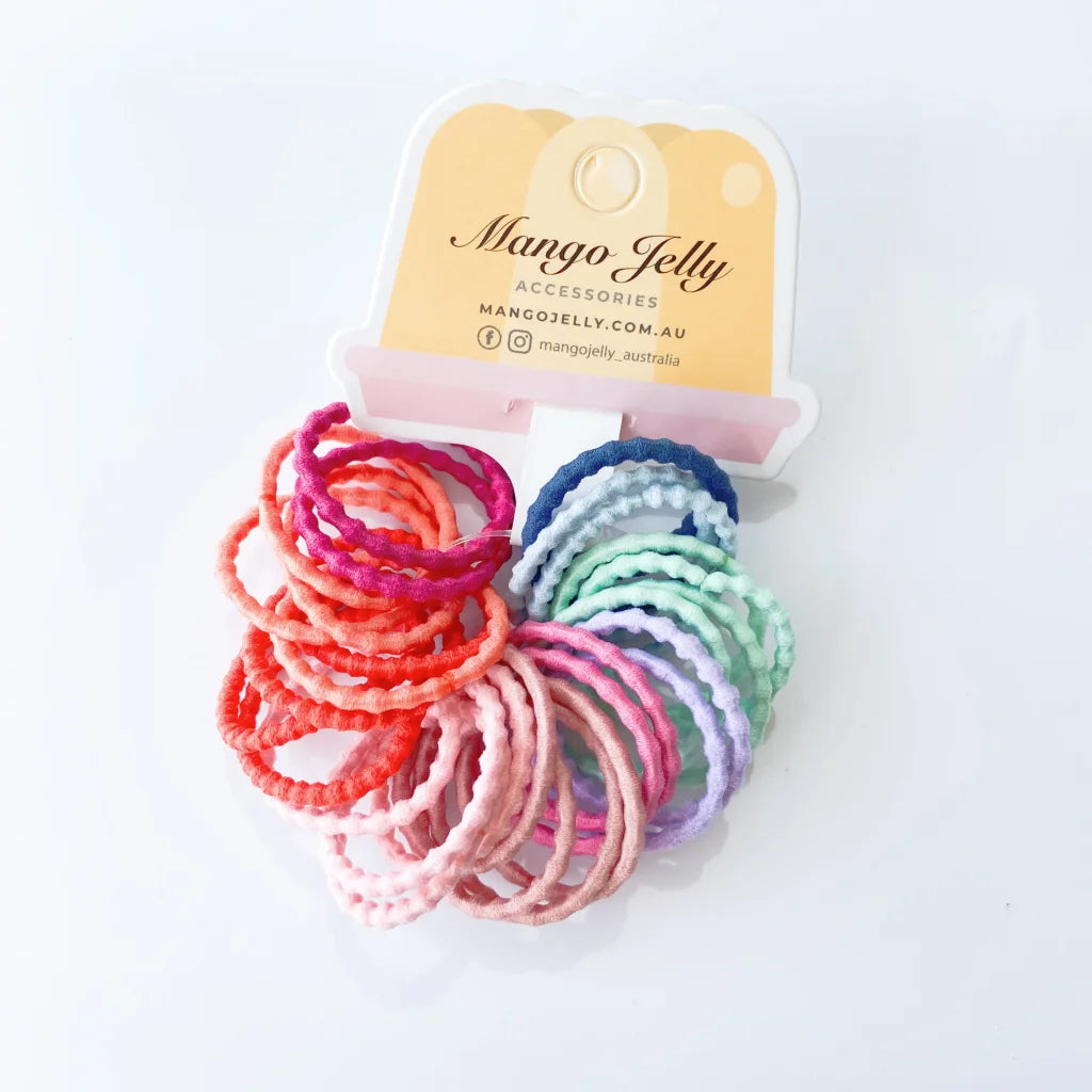 MANGO JELLY Kids Hair Ties (3cm) Bubbly Retro - Three Pack