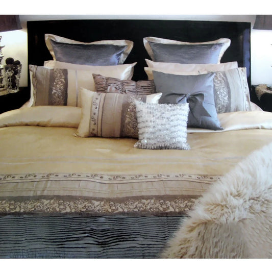 Manhattan Rominda Quilt Cover Set Queen Gold - Home & Garden