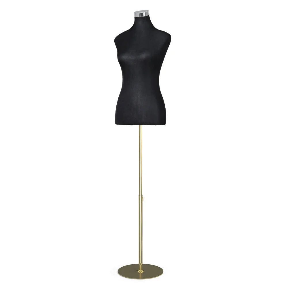 Black mannequin dummy female with dressmaker clothes display torso