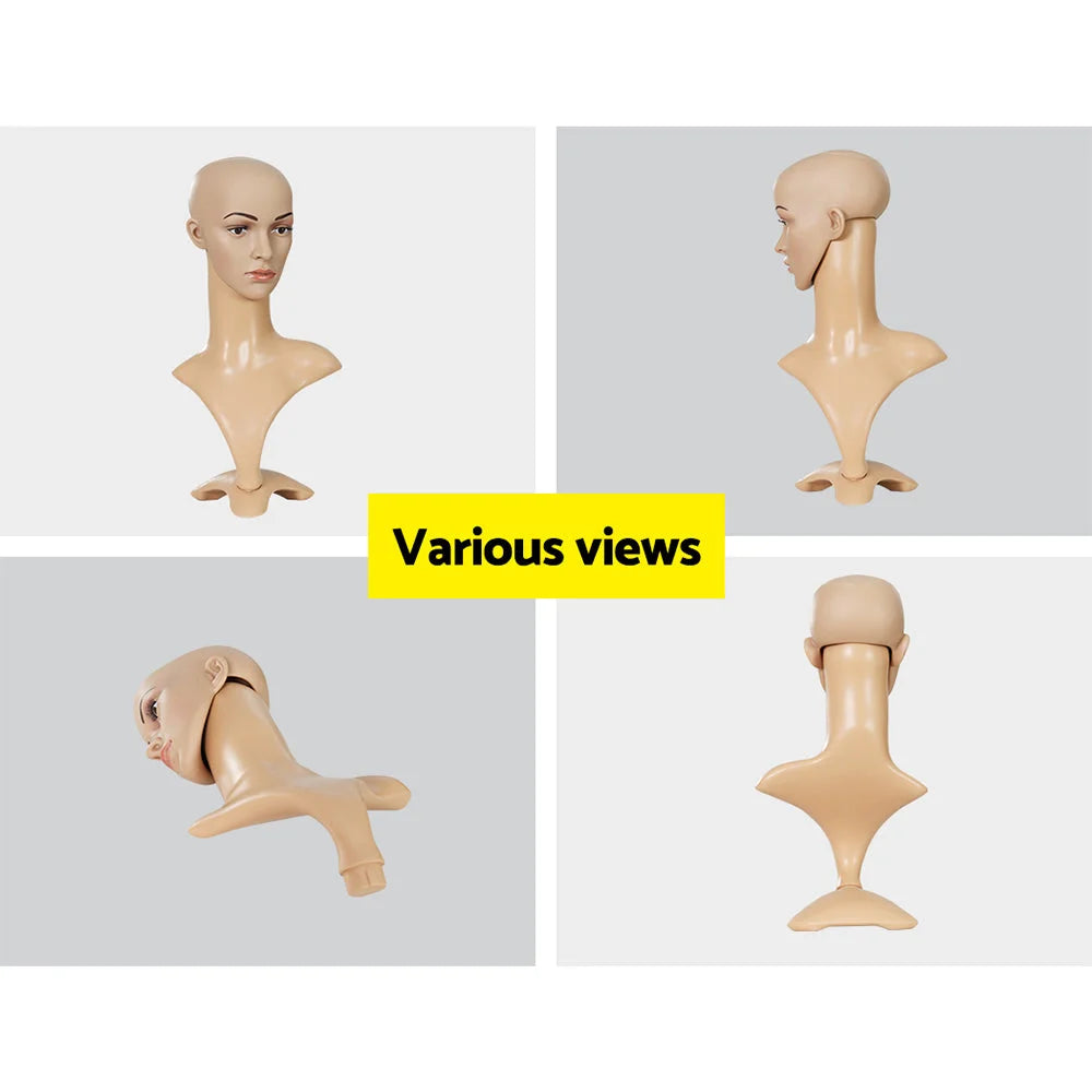 Head dummy female with display stand professional use