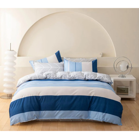 Mannix Striped Quilt Cover Set - Queen Size - Home & Garden