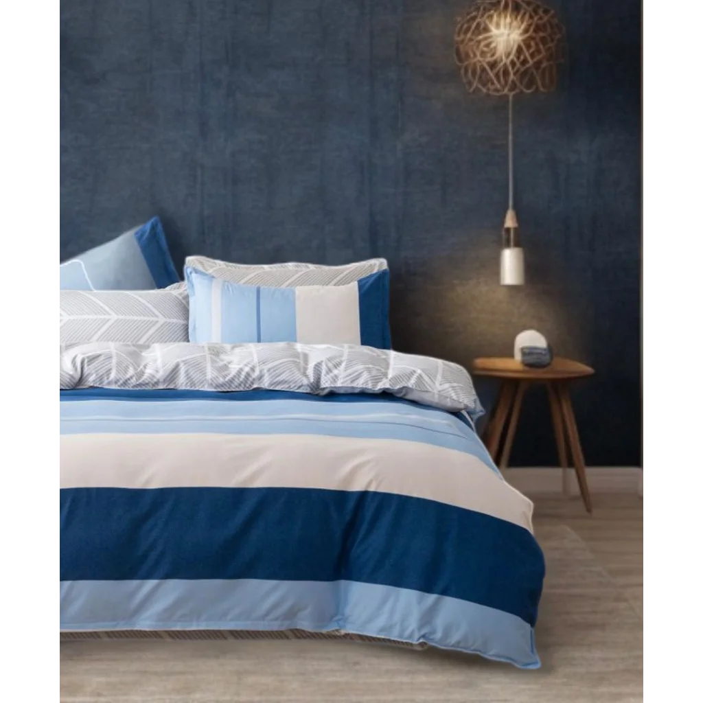 Mannix Striped Quilt Cover Set - Queen Size - Home & Garden