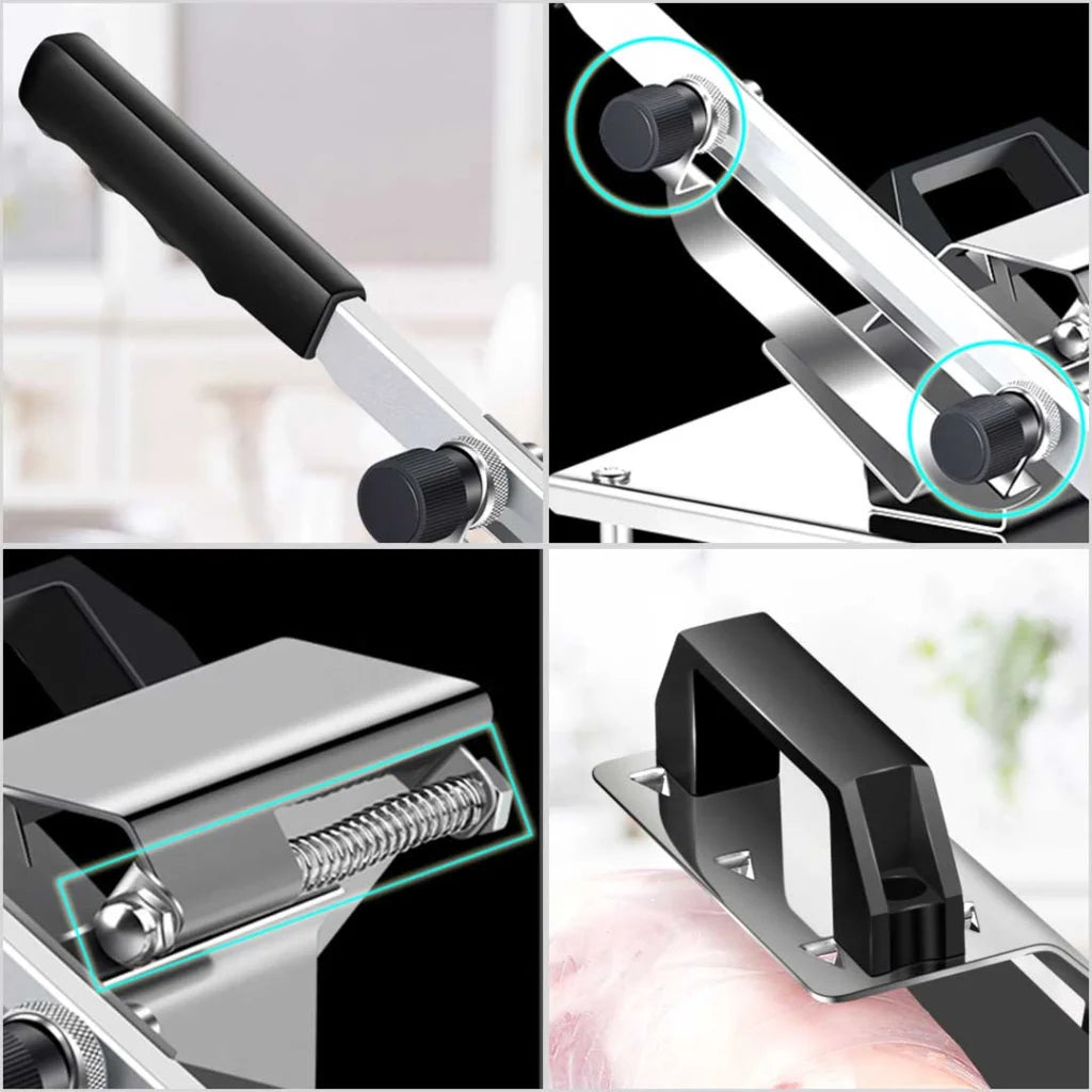 Manual Frozen Meat Slicer Handle Meat Cutting Machine 18/10 Commercial Grade Stainless Steel - Premium
