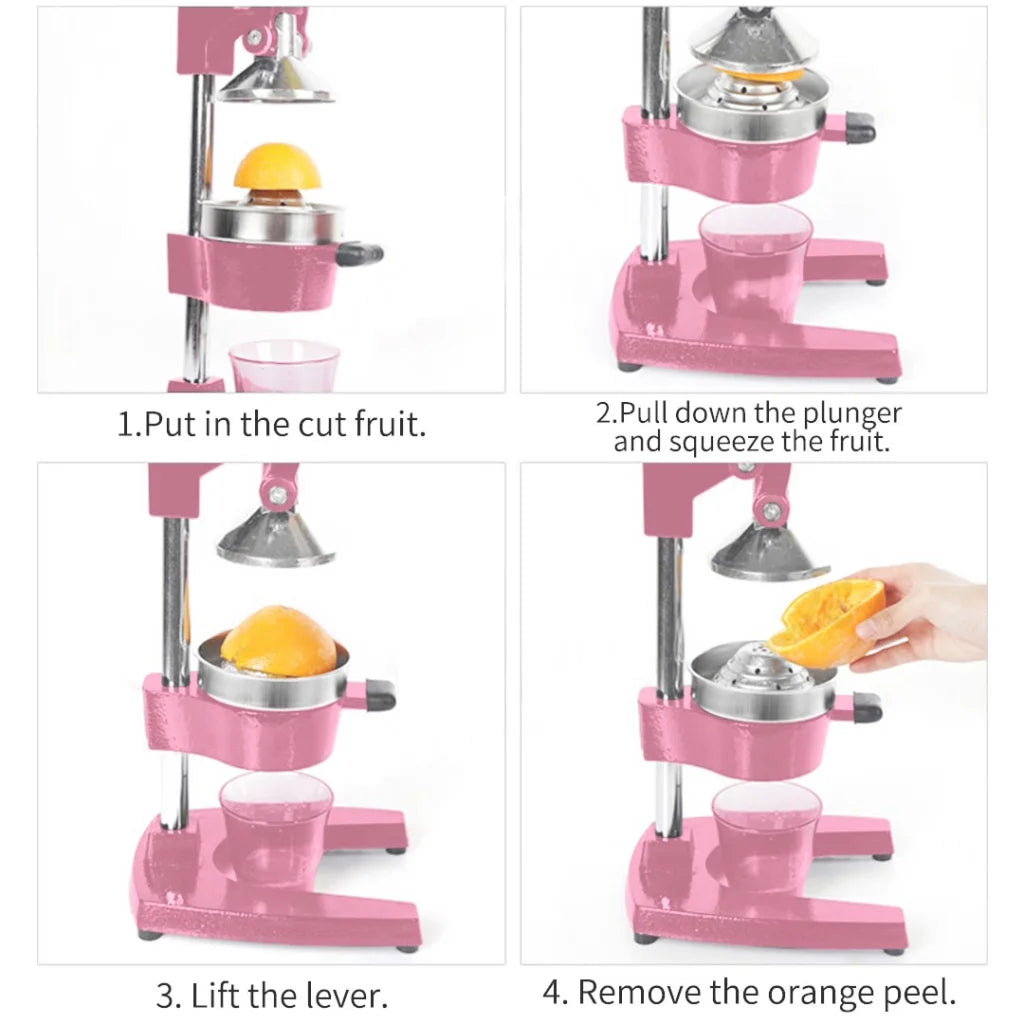 Manual Juicer Premium Commercial Hand Press Juice Extractor Squeezer Orange Citrus - Pink