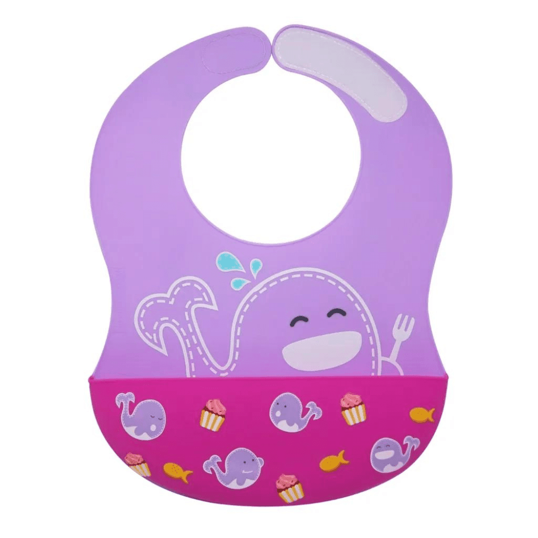 Marcus & Marcus -Wide Coverage Silicone Bib - Lucas the Hippo- Blue