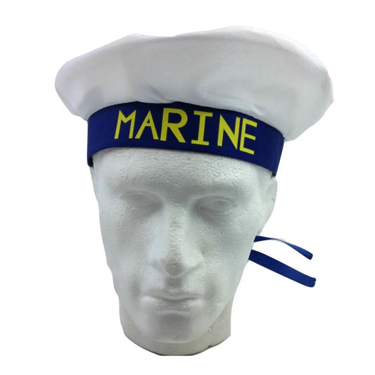MARINE HAT Cap White NAVY Skipper Sea Fancy Dress Sailor