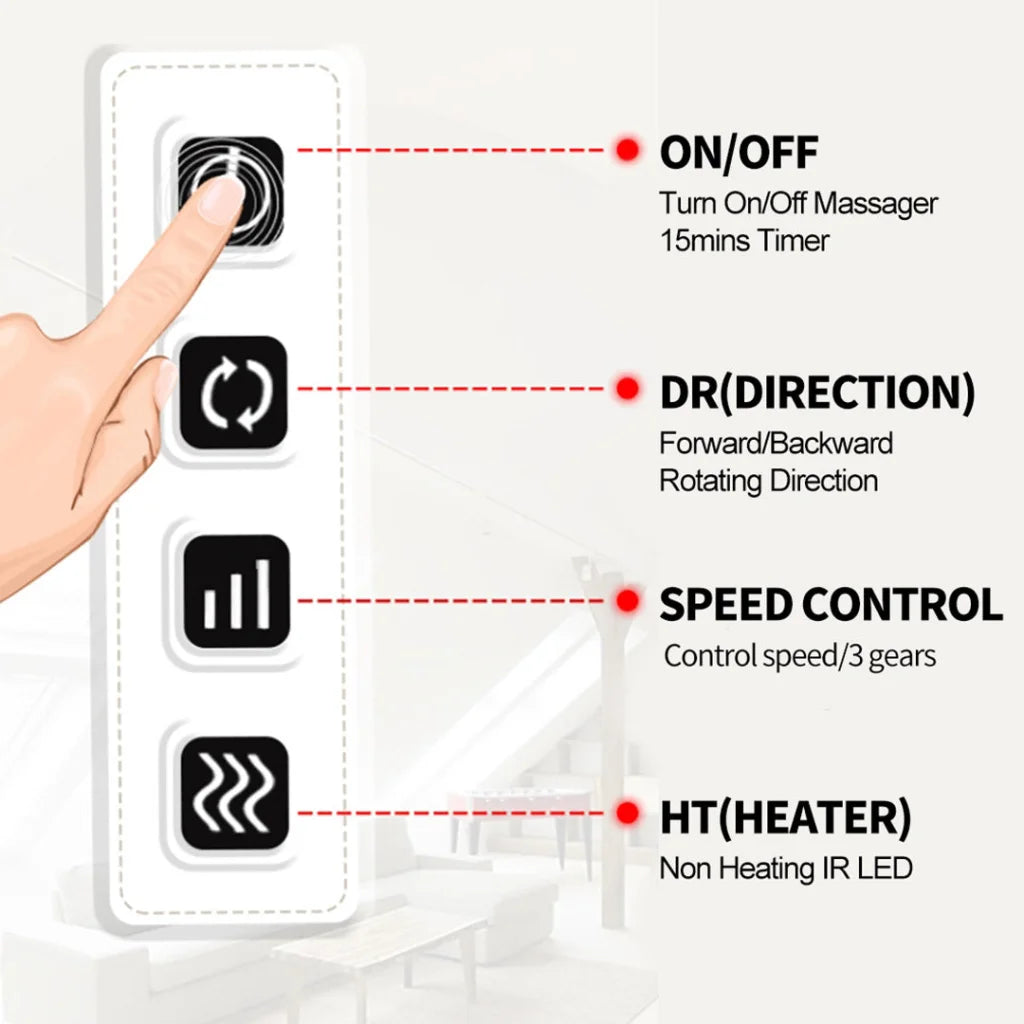 Massage Arm Body Massager Set Premium 2X Kneading Back Neck Shoulder - Black