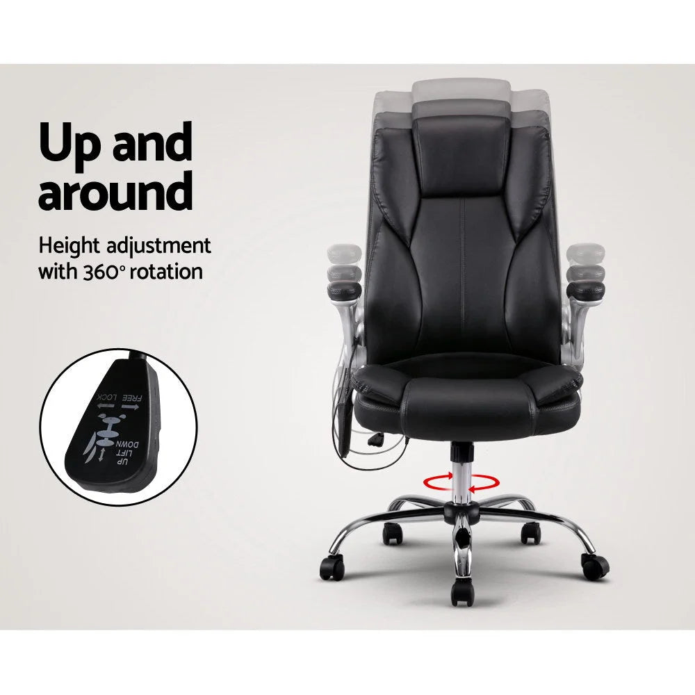 Massage Chair 8 Point PU Leather - Black - Office