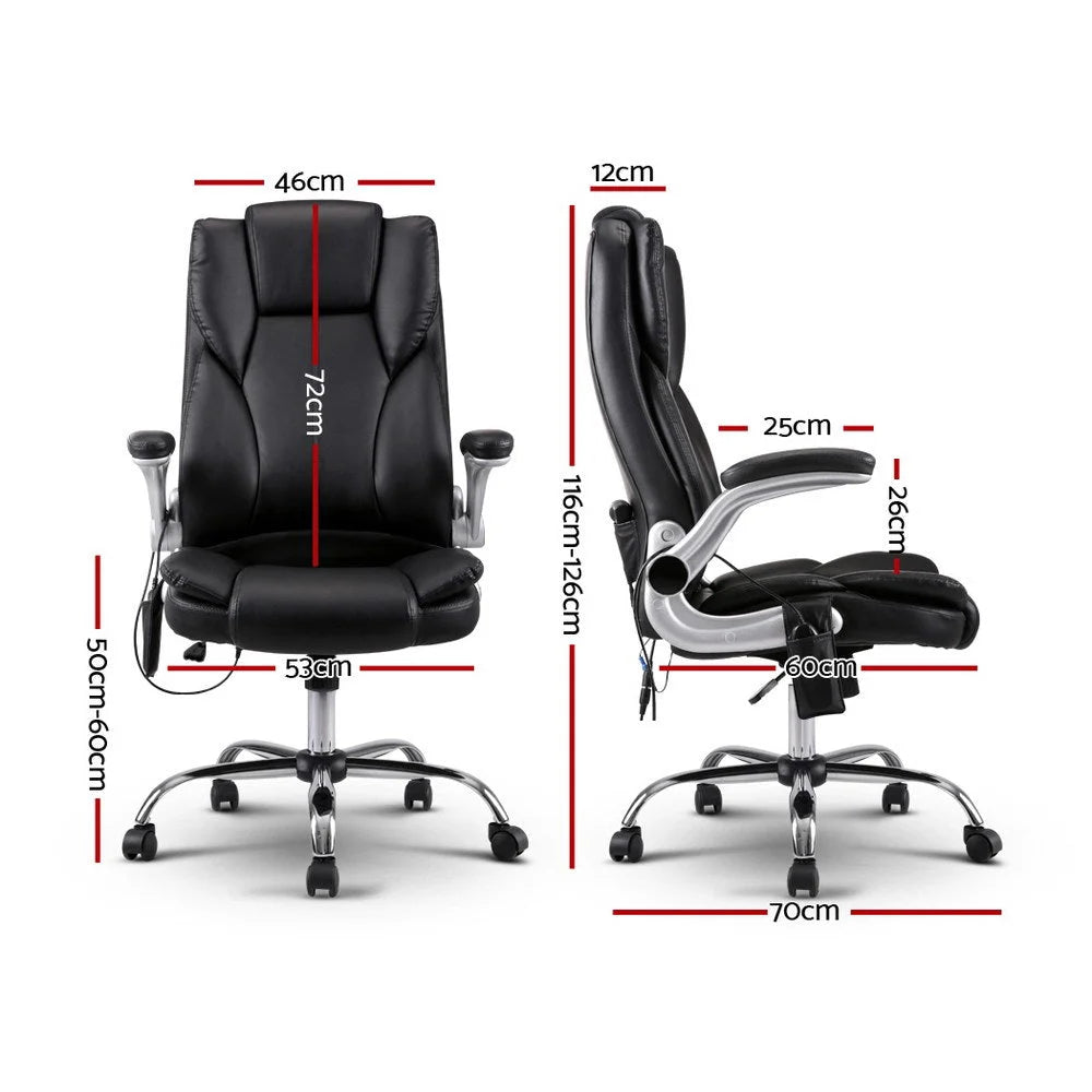 Massage Chair 8 Point PU Leather - Black - Office