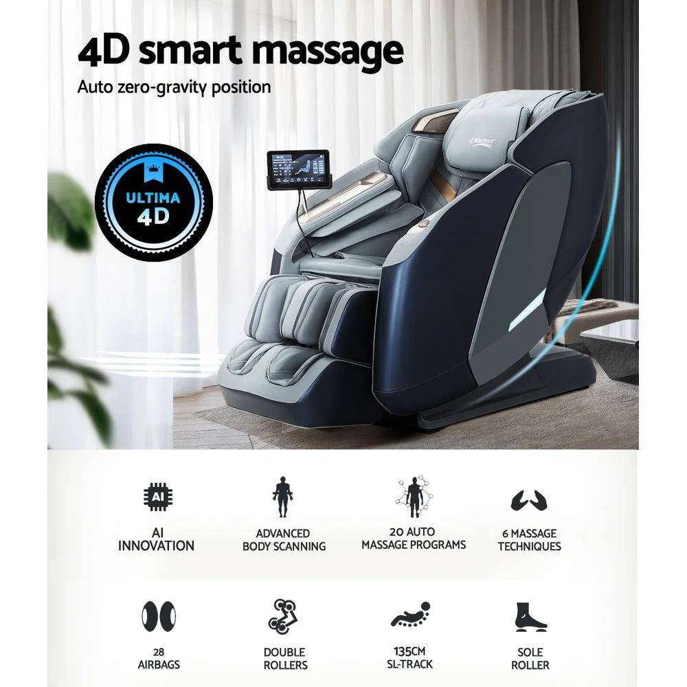 Chair with massage recliner double core mechanism