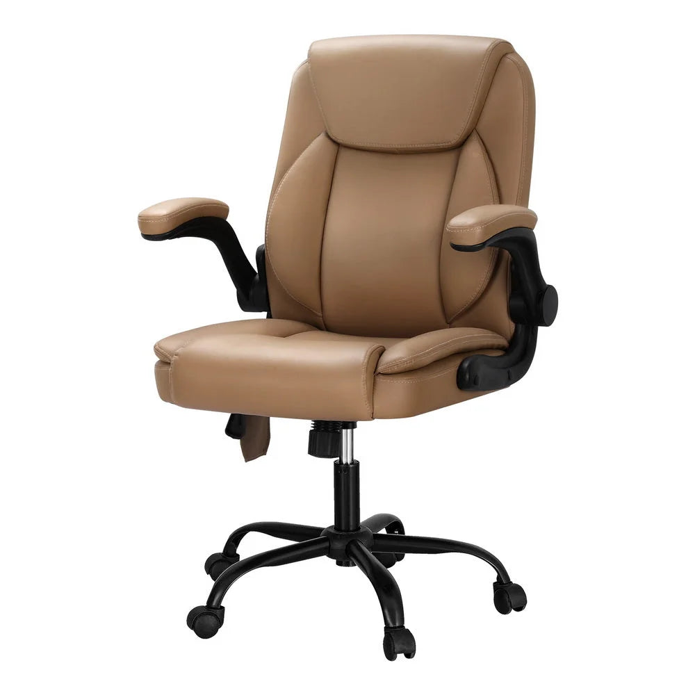 Massage Office Chair 2 Point Leather Mid Back - Espresso