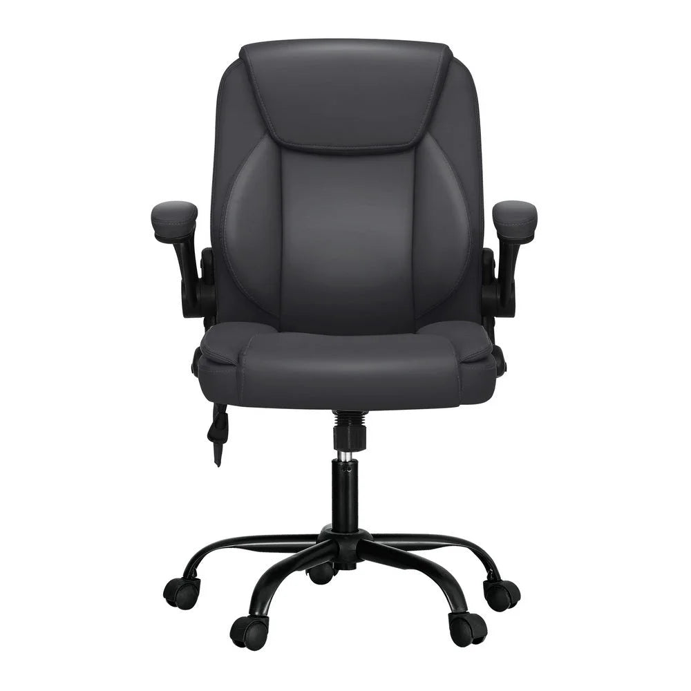 Massage Office Chair 2 Point Leather Mid Back - Grey