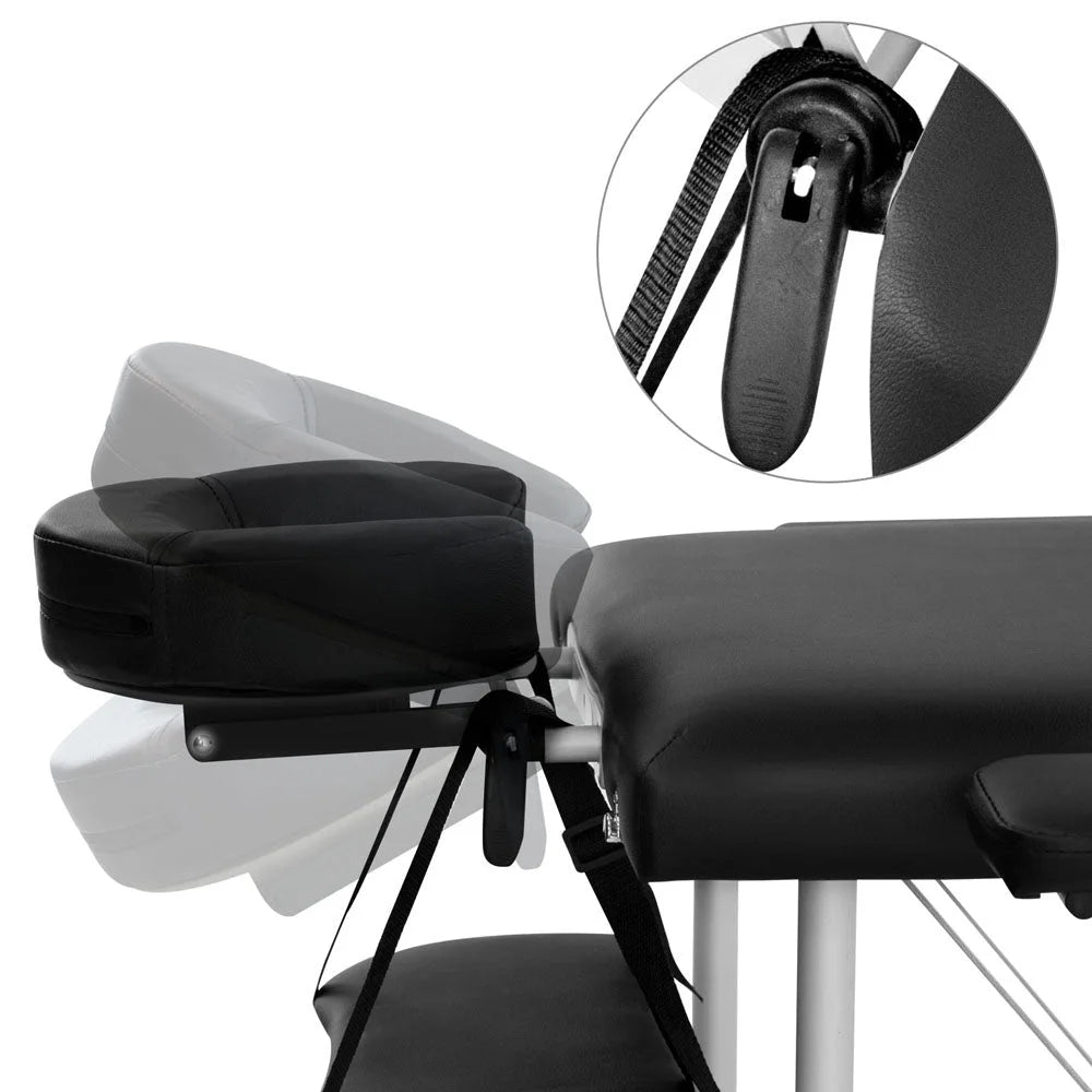 Massage Table 3-Fold Portable Aluminium - Black - Massage