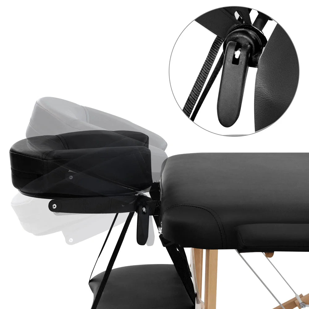 Massage Table 3-Fold Portable Wood - Black - Massage
