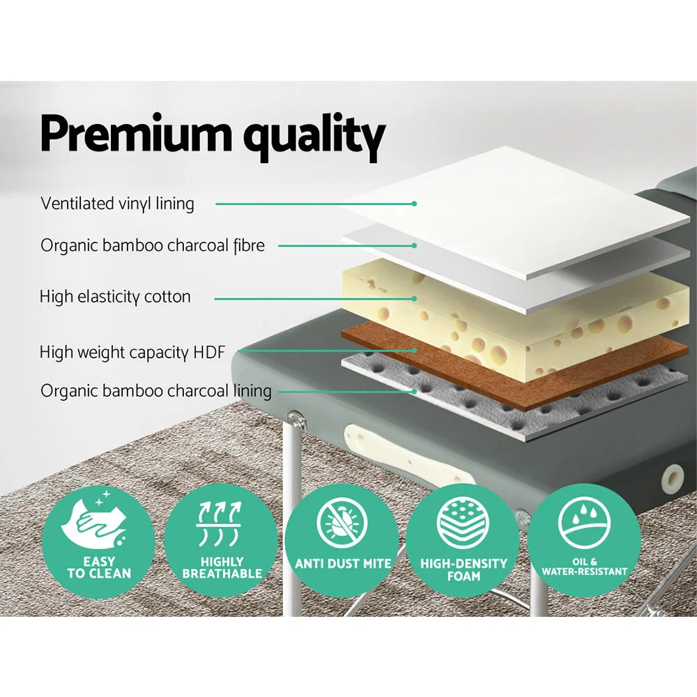 Massage Table 55cm Portable 2-Fold Aluminium Beauty Bed