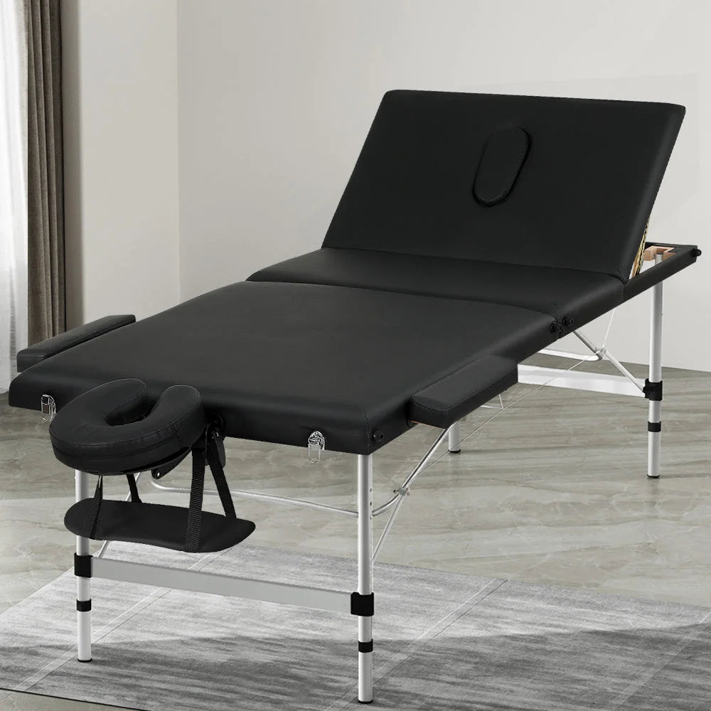 Massage Table 85CM Portable 3-Fold Aluminium Beauty Bed