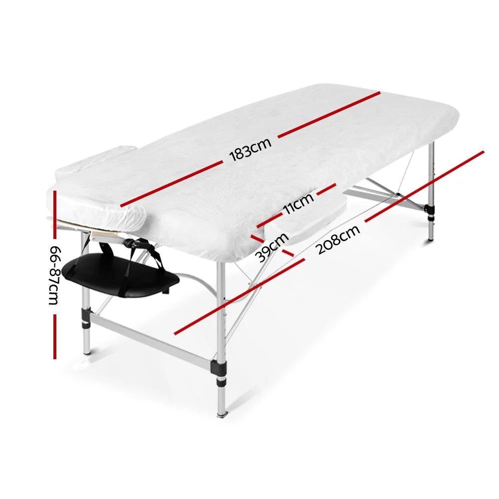 Massage Table Aluminium 3-Fold Portable Black - Massage