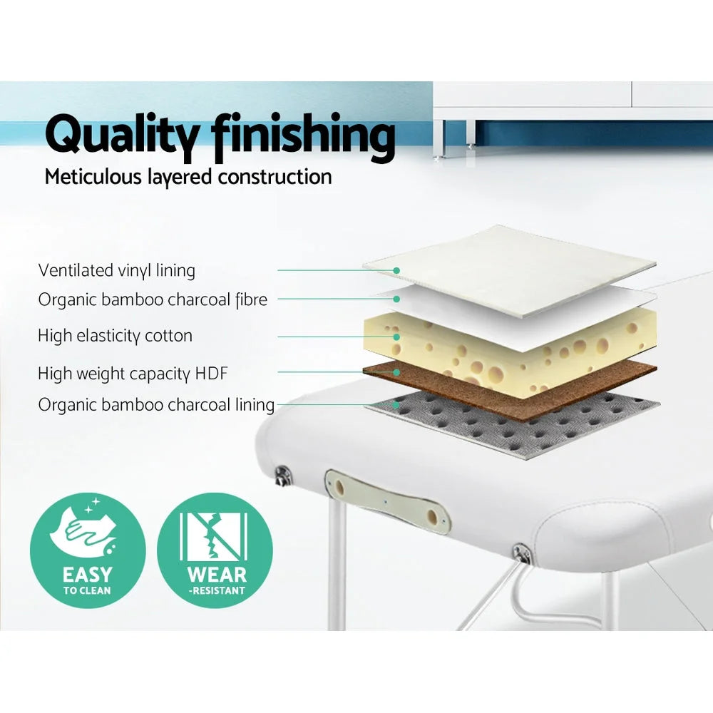 Massage Table Portable Aluminium 75cm Wide Two Fold