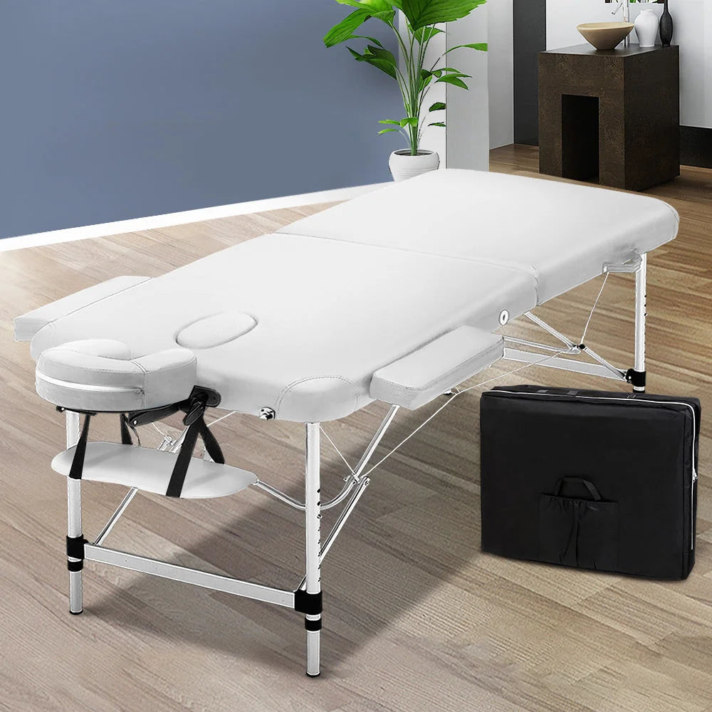Massage Table Portable Aluminium 75cm Wide Two Fold