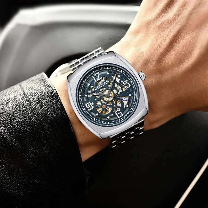 Masterpiece Mechanical Men Watch with Steel Band - Black
