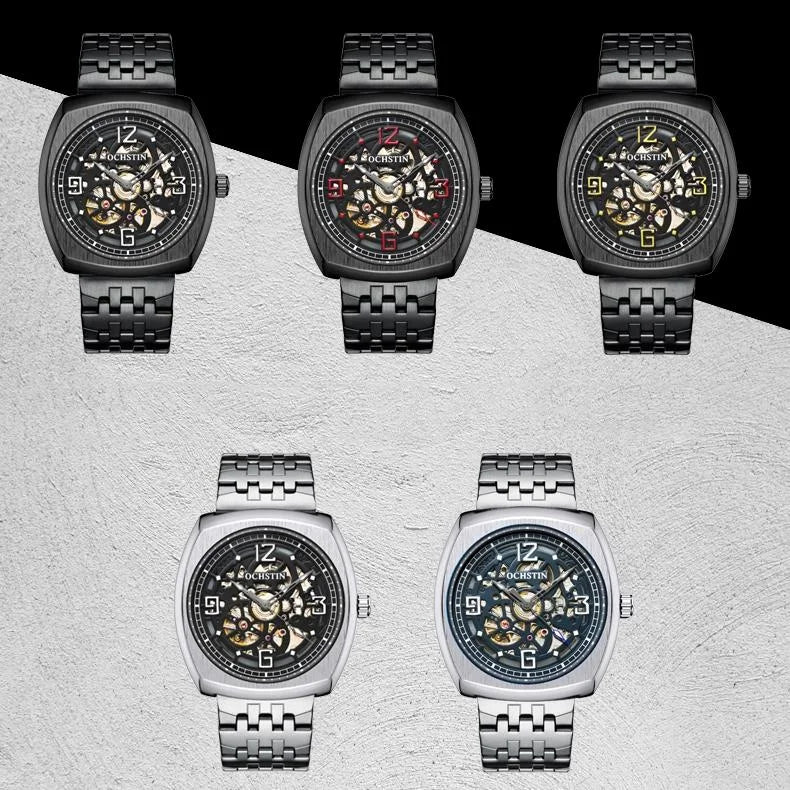 Masterpiece Mechanical Men Watch with Steel Band - Black
