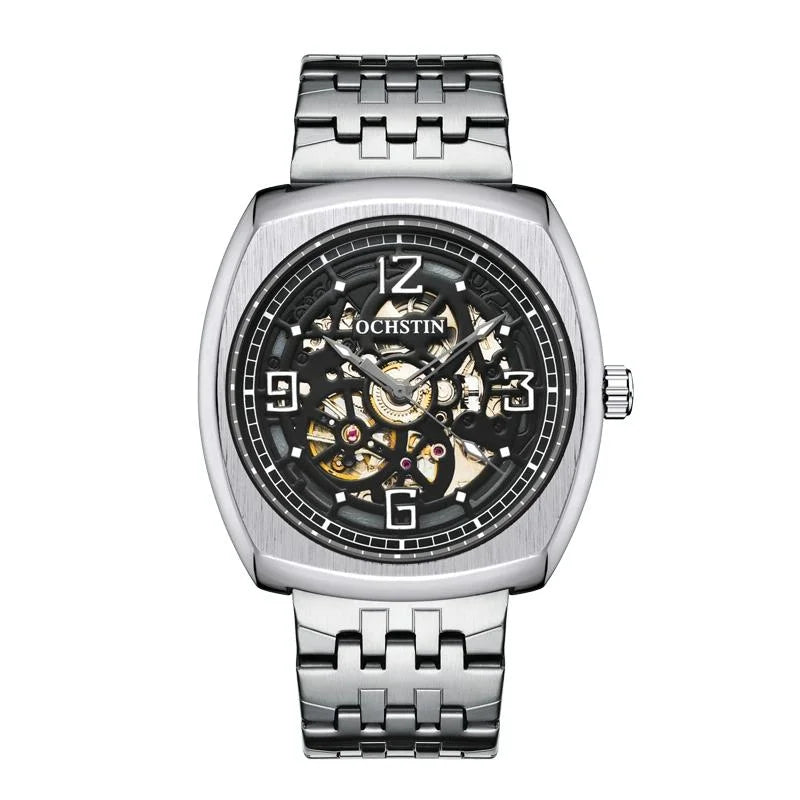 Masterpiece Mechanical Men Watch with Steel Band - Black