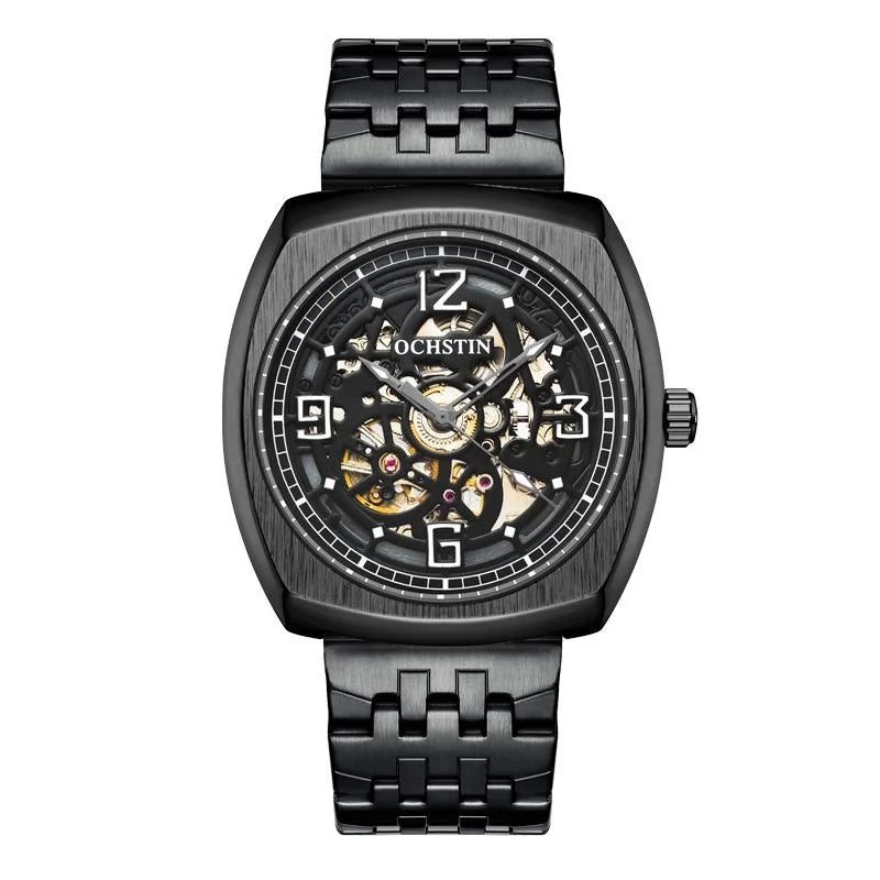 Masterpiece Mechanical Men Watch with Steel Band - Black