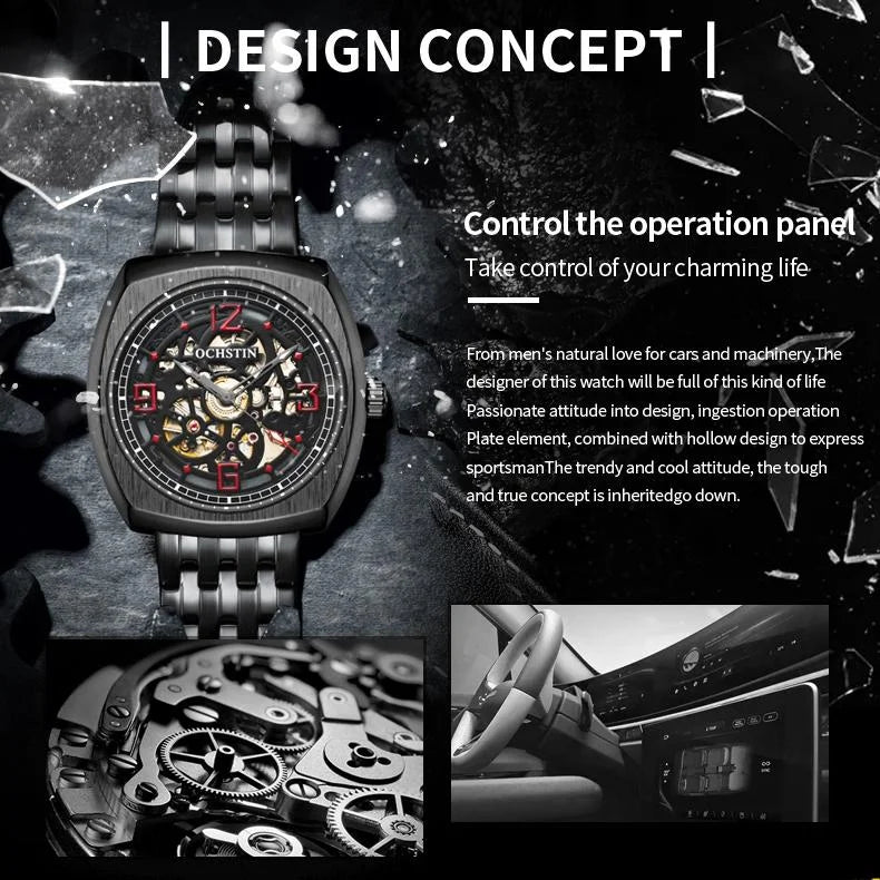 Masterpiece Mechanical Men Watch with Steel Band - Silver