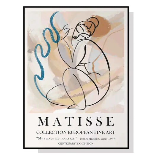 Matisse Nude Line Wall Art Canvas 100cmx150cm Black Frame